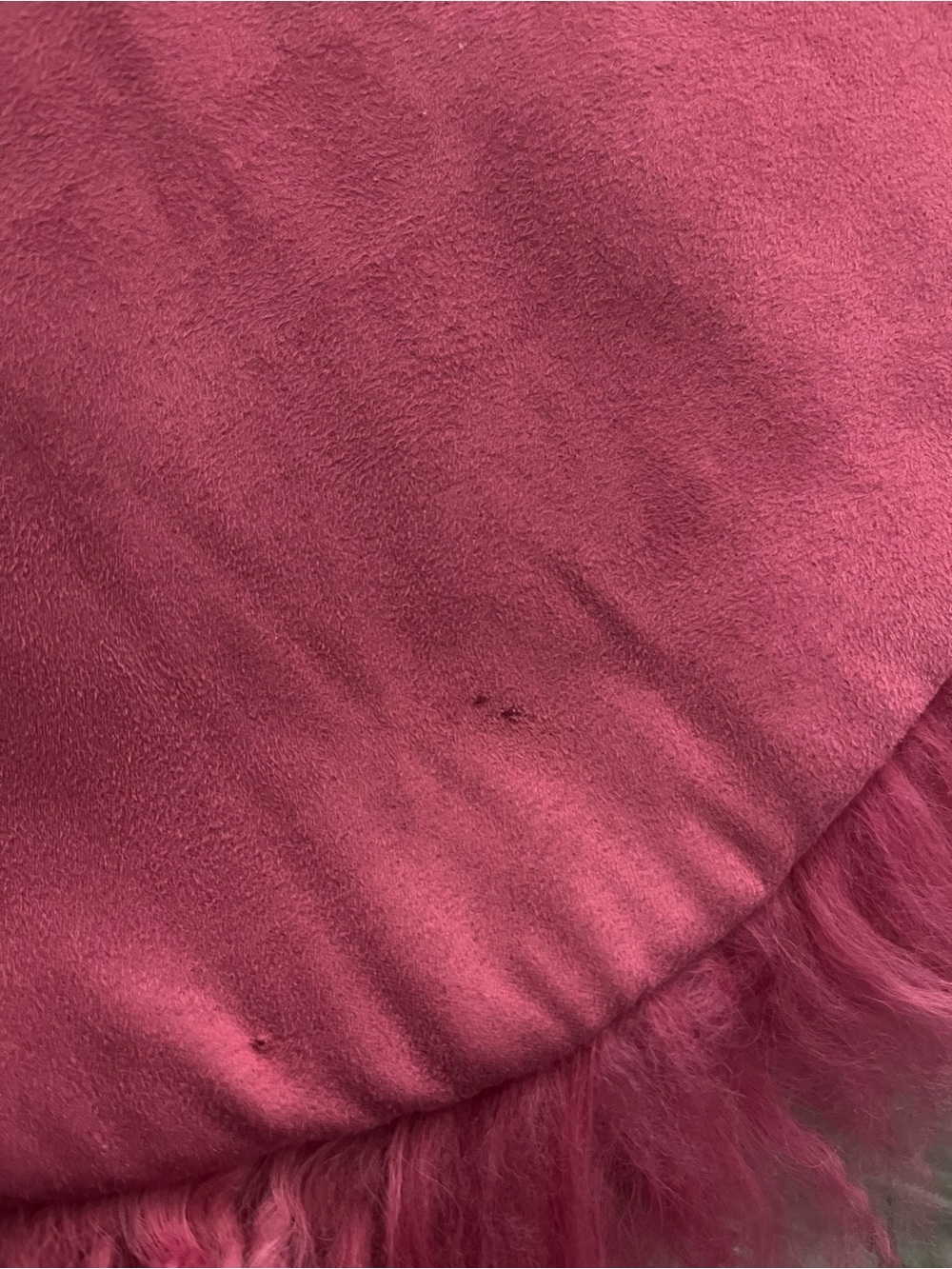 Z Gallerie Genuine Mongolian Lamb Fur Round Pillow Cover 18” Fuchsia Pink Luxury - Picture 6 of 9